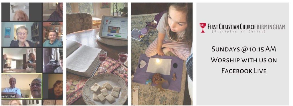 May be an image of 5 people and text that says 'FIRST CHRISTIAN CHURCH BIRMINGHAM of Christ) verly' Pad SUNDAYS 10:15 SUNDAYS@10:15AM AM WORSHIP WITH US ON FACEBOOK LIVE'